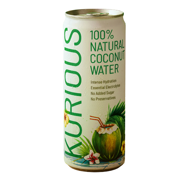 KURIOUS Coconut Water | 100% Natural | 320ml Can | Pack of 4 | 320mlx4