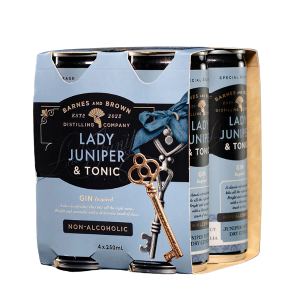 Barnes & Brown Lady Juniper & Tonic | Ready-to-Drink Can | Pack of 4 | 250ml x 4