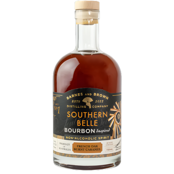 Barnes and Brown Southern Belle Bourbon | Premium Alcohol-Free Bourbon | Warm Oak, Vanilla & Caramel Notes | Alcohol-Free Alternative for Cocktails | 700 ml